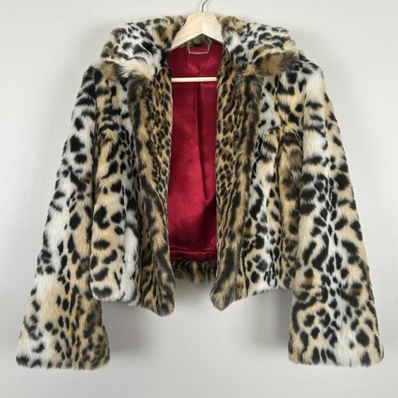 Express Jackets & Blazers - Express Coat Women S Y2K Vintage Leopard Faux Fur Jacket Glam Chic Statement